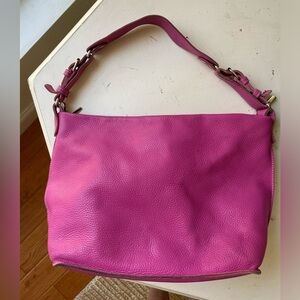 Italian leather fuschia shoulder bag